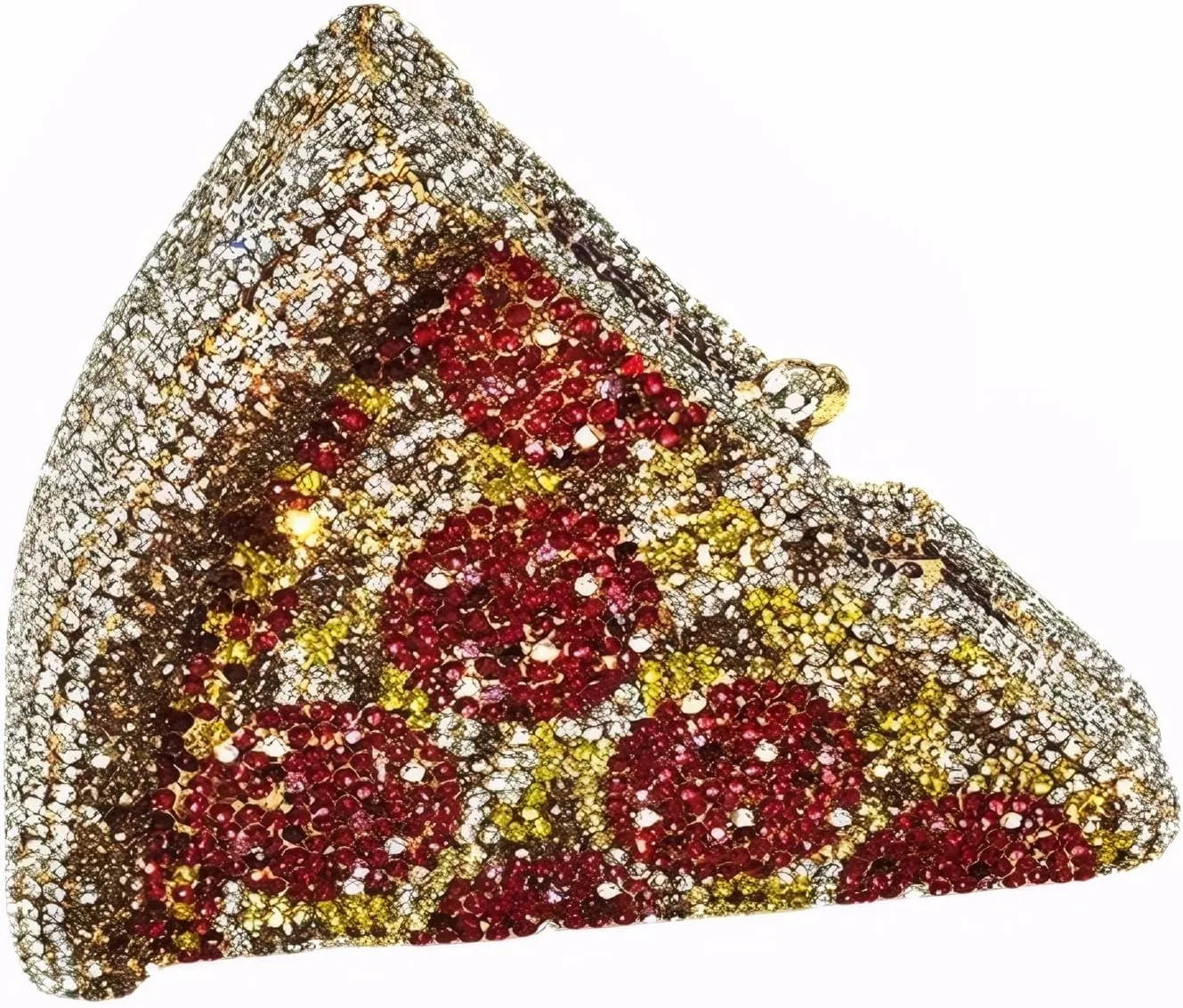 DJBM Women Gorgeous Pizza Evening Bag Sparkling Full Crystal Clutch Handbag with Chain for Wedding Cocktail