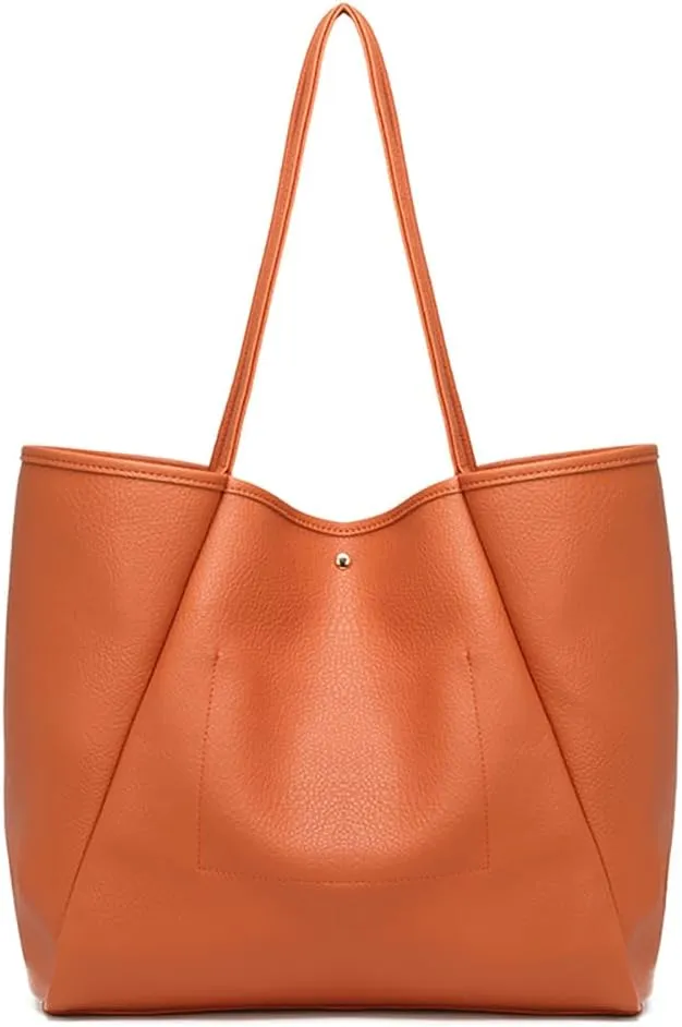 Dreubea Large Leather Tote Bag for Women - Big Work Bag, Spacious Minimalist Handbag, Tote Handbag for Office