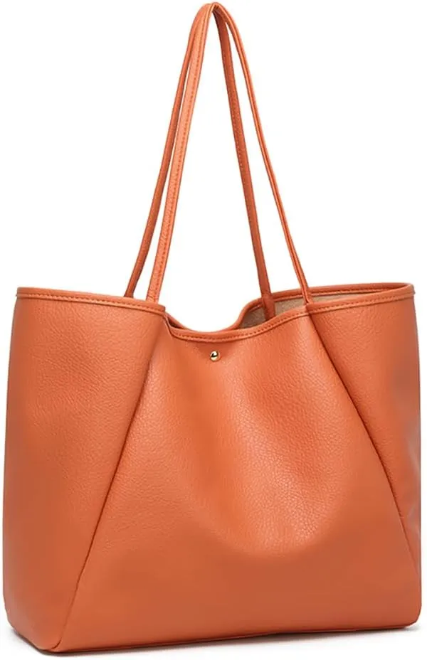 Dreubea Large Leather Tote Bag for Women - Big Work Bag, Spacious Minimalist Handbag, Tote Handbag for Office