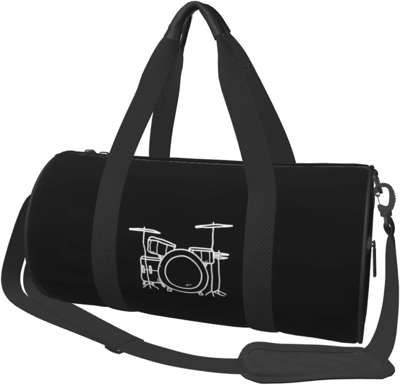 Drum Artistic Art Convertible Garment Bag with Shoulder Strap, Carry on Garment Duffel Bag for Men Women - Rolling Foldable for Travel Luggage Bags (Black)