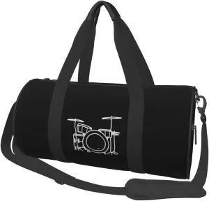 Drum Artistic Art Convertible Garment Bag with Shoulder Strap, Carry on Garment Duffel Bag for Men Women - Rolling Foldable for Travel Luggage Bags (Black)