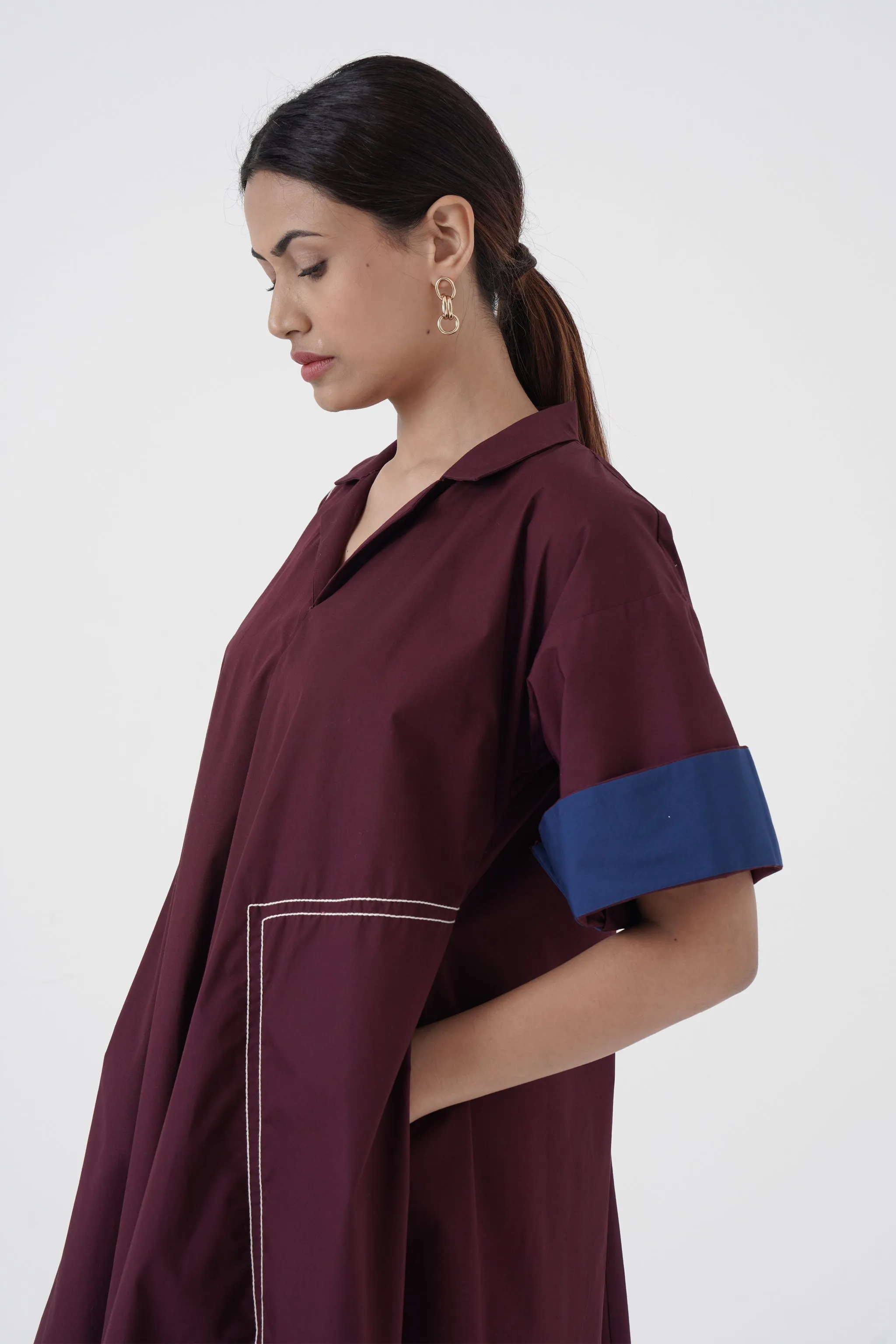 Dynamic - Notch Collar frock - Wine