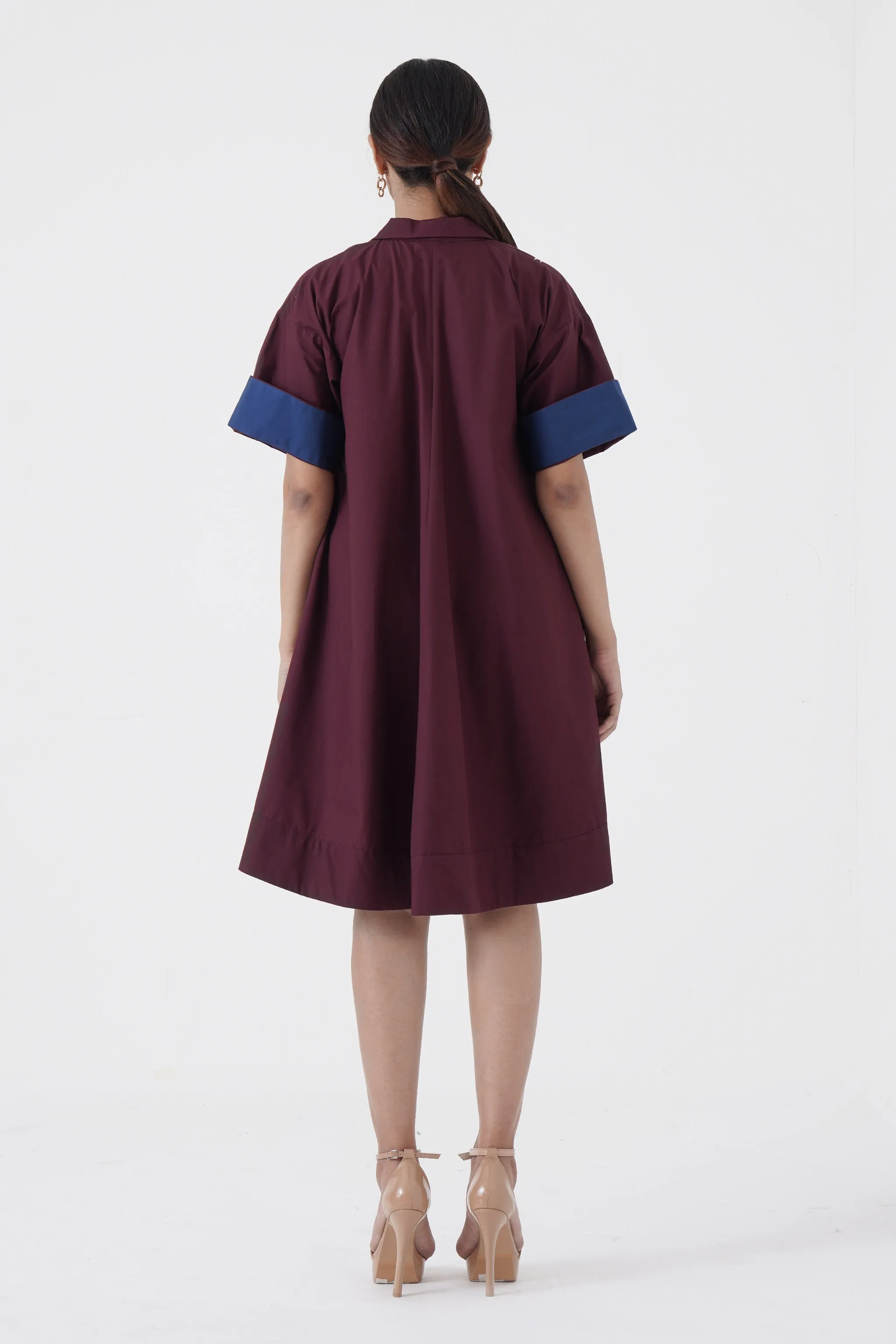 Dynamic - Notch Collar frock - Wine