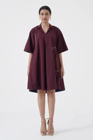 Dynamic - Notch Collar frock - Wine