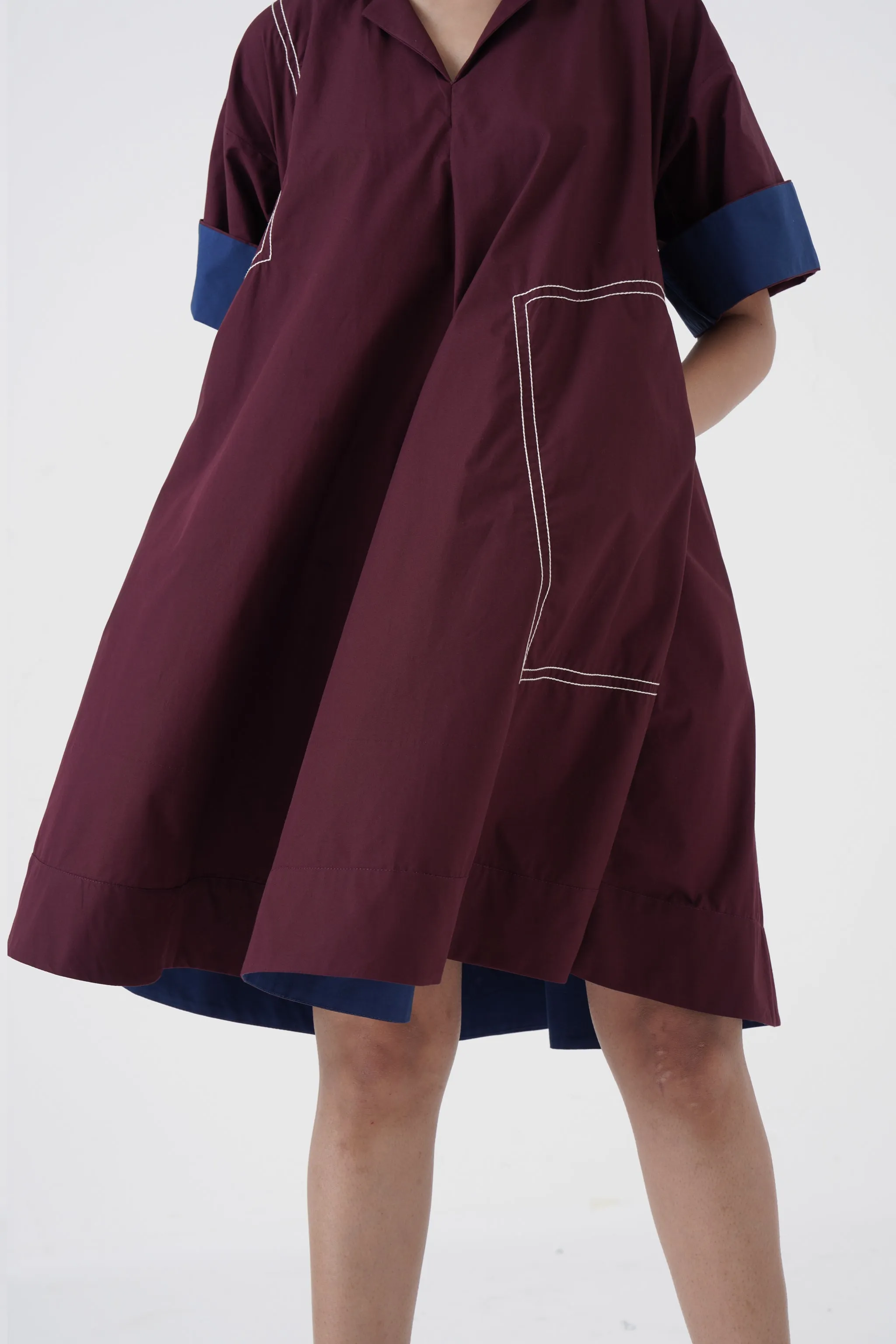 Dynamic - Notch Collar frock - Wine