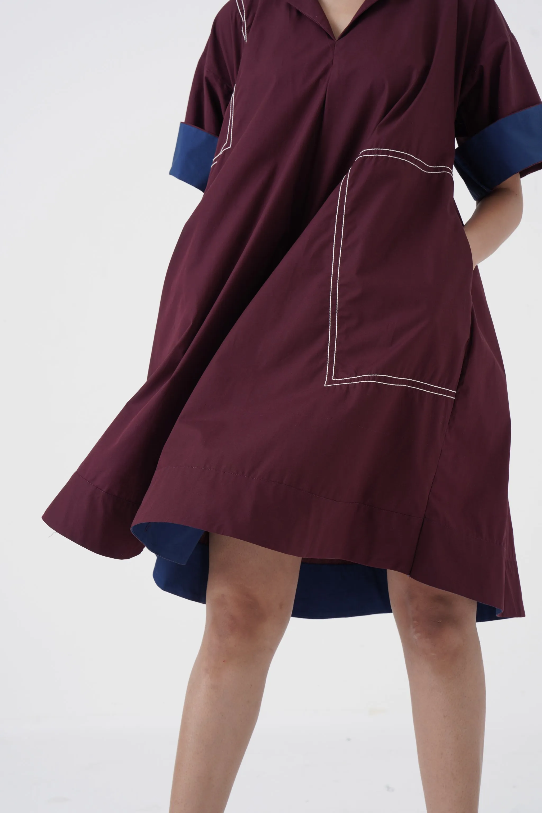 Dynamic - Notch Collar frock - Wine