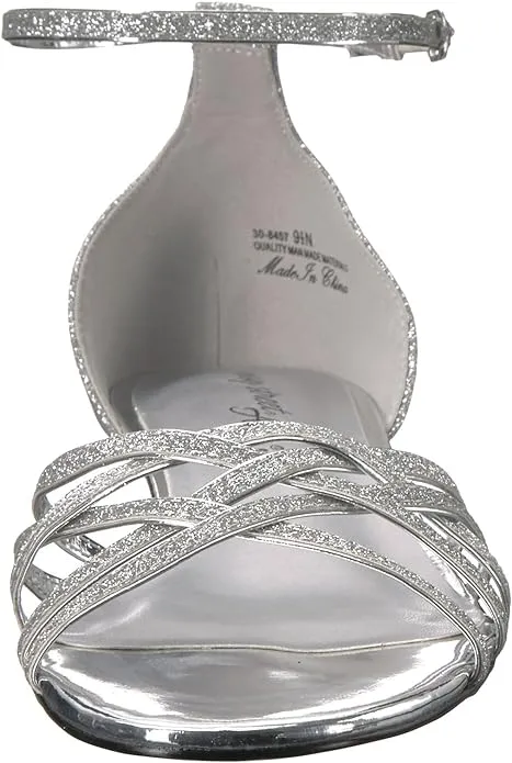Easy Street Women's Tarrah Crossover Wedge Sandals  Color Silver Glitter Size 7.5M