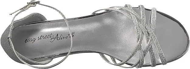 Easy Street Women's Tarrah Crossover Wedge Sandals  Color Silver Glitter Size 7.5M