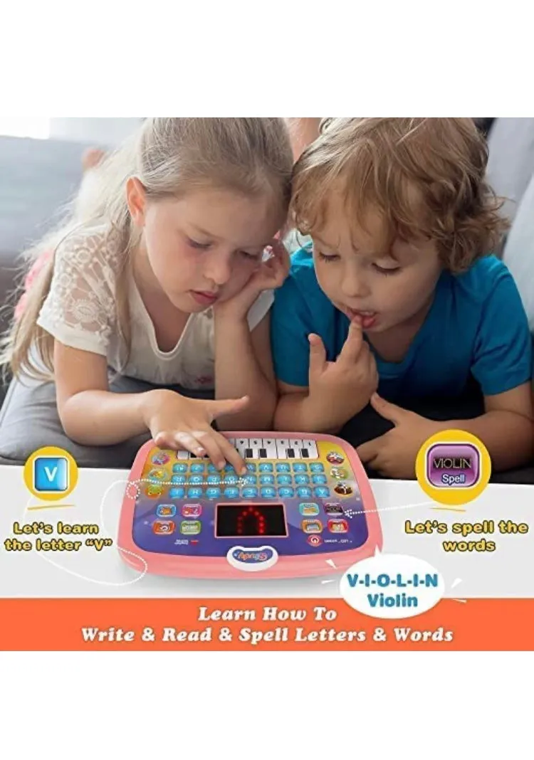 Educational Learning laptop ipad for Kids Laptop Computer Plus Piano with led Screen Music Fun Toy Activities for Kids Toddlers 1 2 3 4 5 6   Year Old albhabet Words Sound a b c 1 2 3
