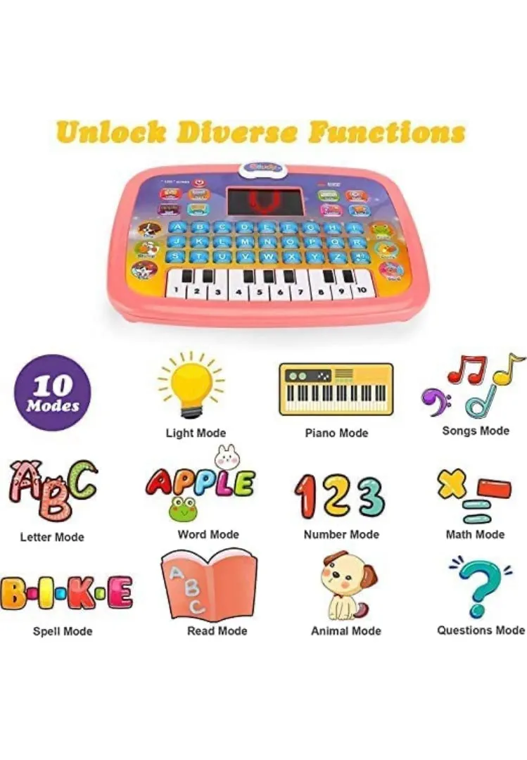 Educational Learning laptop ipad for Kids Laptop Computer Plus Piano with led Screen Music Fun Toy Activities for Kids Toddlers 1 2 3 4 5 6   Year Old albhabet Words Sound a b c 1 2 3