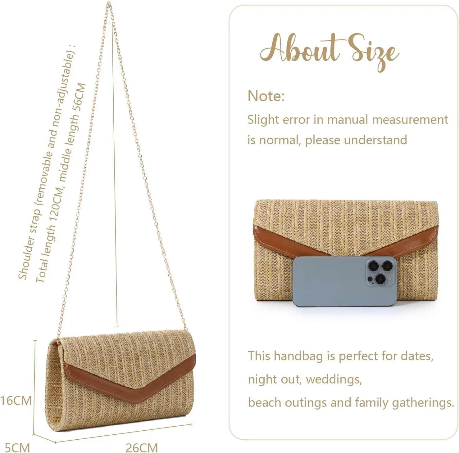 Emprier Straw Clutch Purses for Women Woven Beach Bags Envelope Clutch Handbags