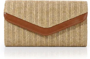 Emprier Straw Clutch Purses for Women Woven Beach Bags Envelope Clutch Handbags
