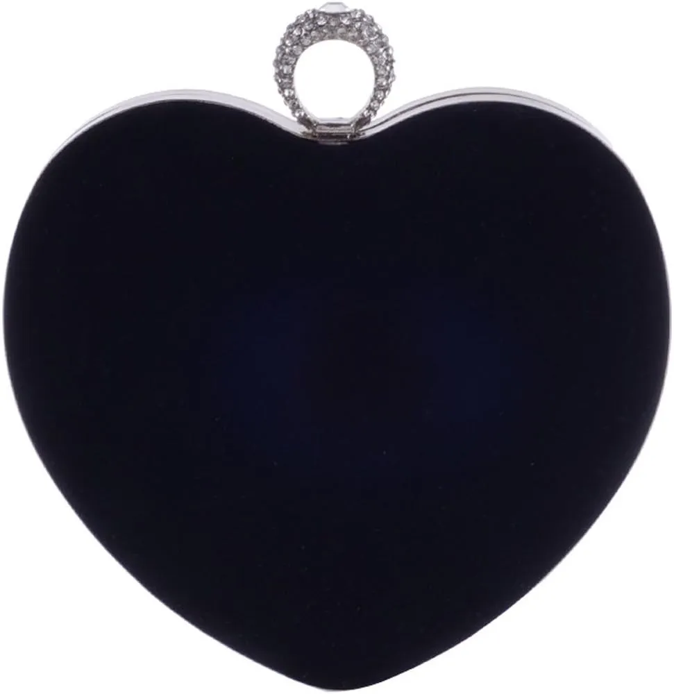 Evening Bag for Women Heart Shape Flannel Simple Handbag Wedding Party Clutch Purse
