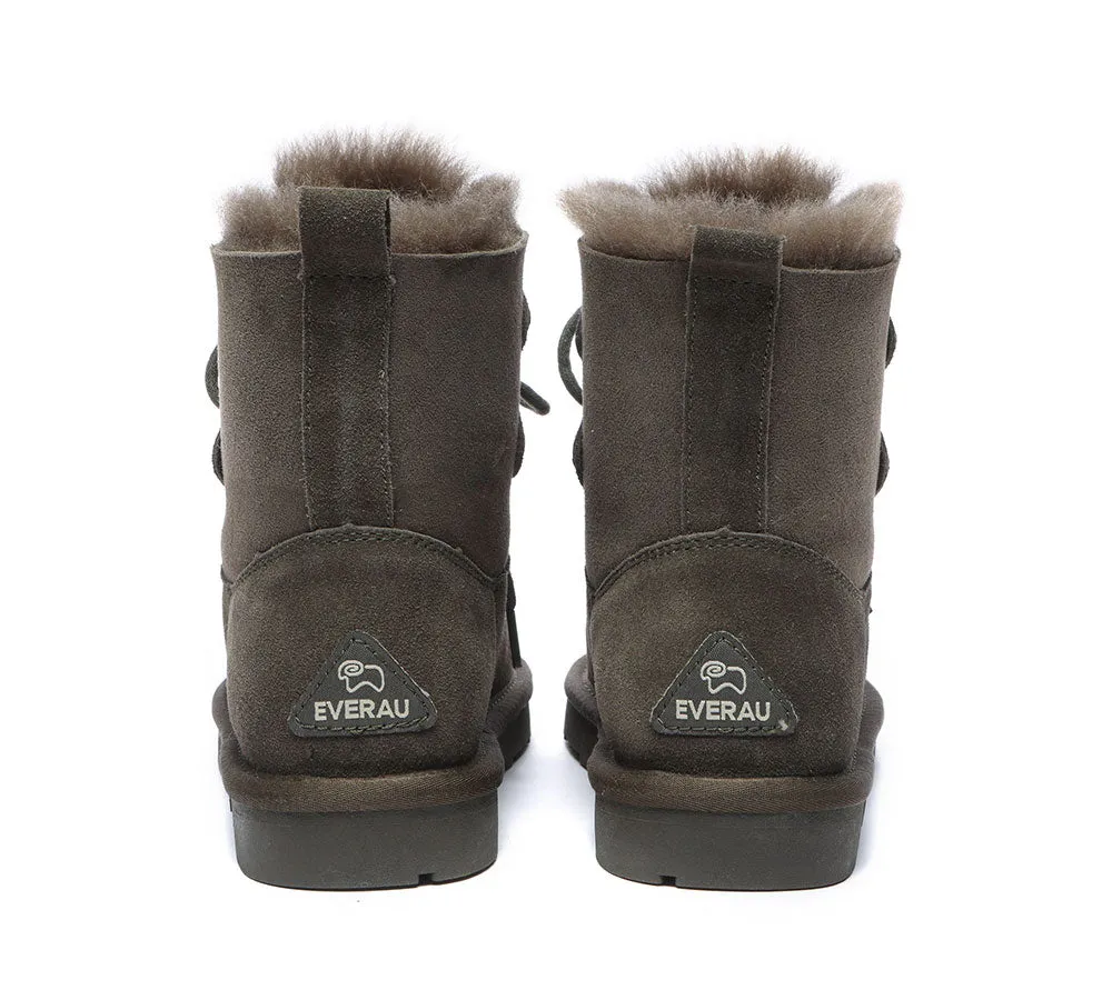EVERAU® Lace-up Sheepskin Boots Women Short Stark