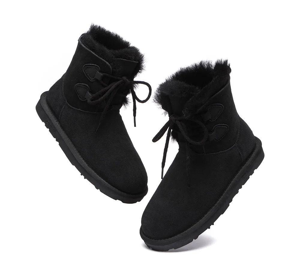 EVERAU® Lace-up Sheepskin Boots Women Short Stark