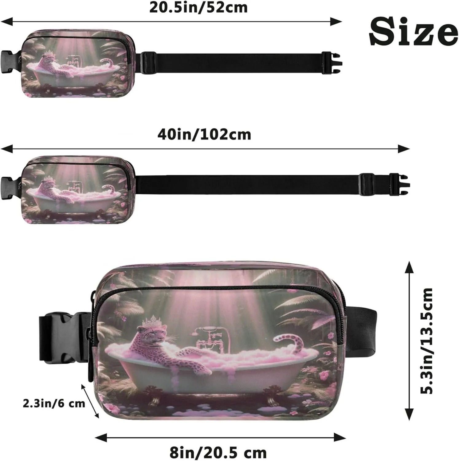 Exnundod Fanny Packs Artistic Pink Leopard Running Waist Pack Women Crossbody Bags Waterproof Men Fanny Pack