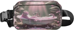 Exnundod Fanny Packs Artistic Pink Leopard Running Waist Pack Women Crossbody Bags Waterproof Men Fanny Pack