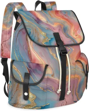 Fairy Marble Pattern Waterproof Laptop Backpack for Men Women Vintage Style Backpack Large Storage Carry on Backpack for Travel & Work Fits 15-inch Notebook
