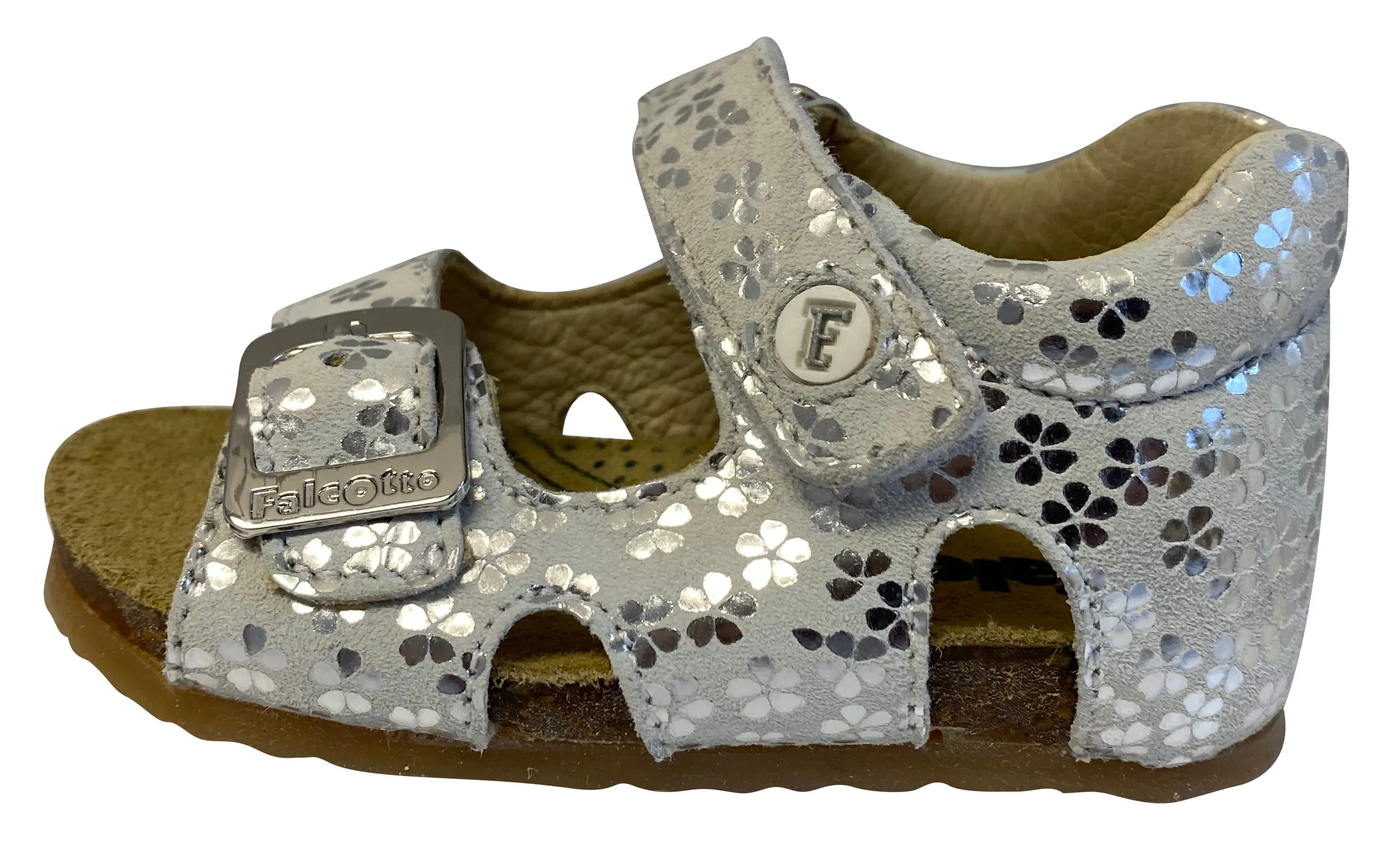 Falcotto Girl's Bea Fiori Pearl Open Toe Sandals, Bianco/Argento