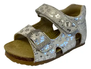 Falcotto Girl's Bea Fiori Pearl Open Toe Sandals, Bianco/Argento