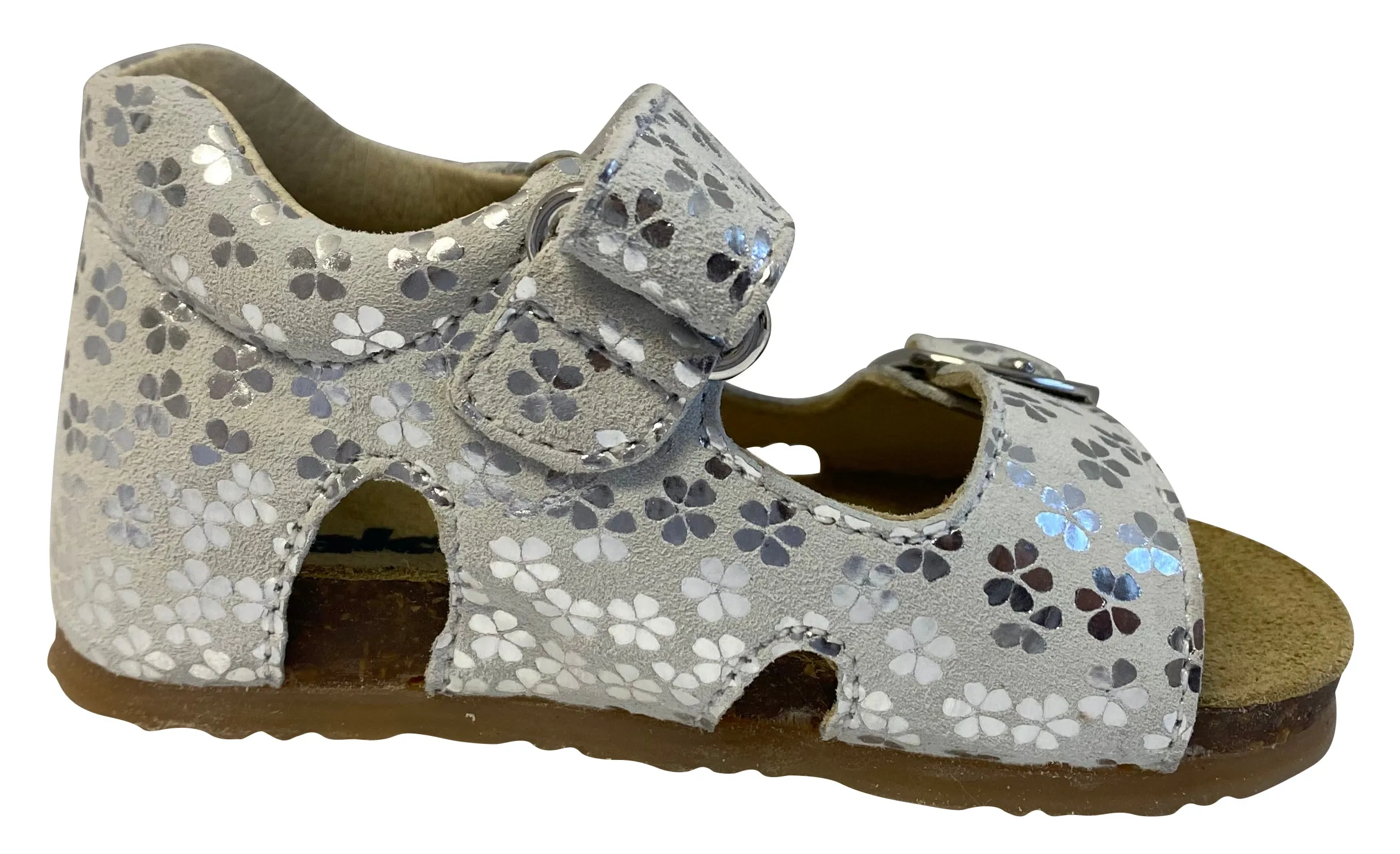 Falcotto Girl's Bea Fiori Pearl Open Toe Sandals, Bianco/Argento
