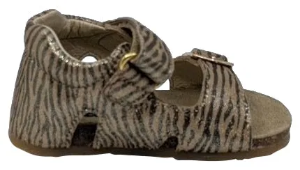 Falcotto Girl's Bea St.Zebra Lam Open Toe Sandals, Platino