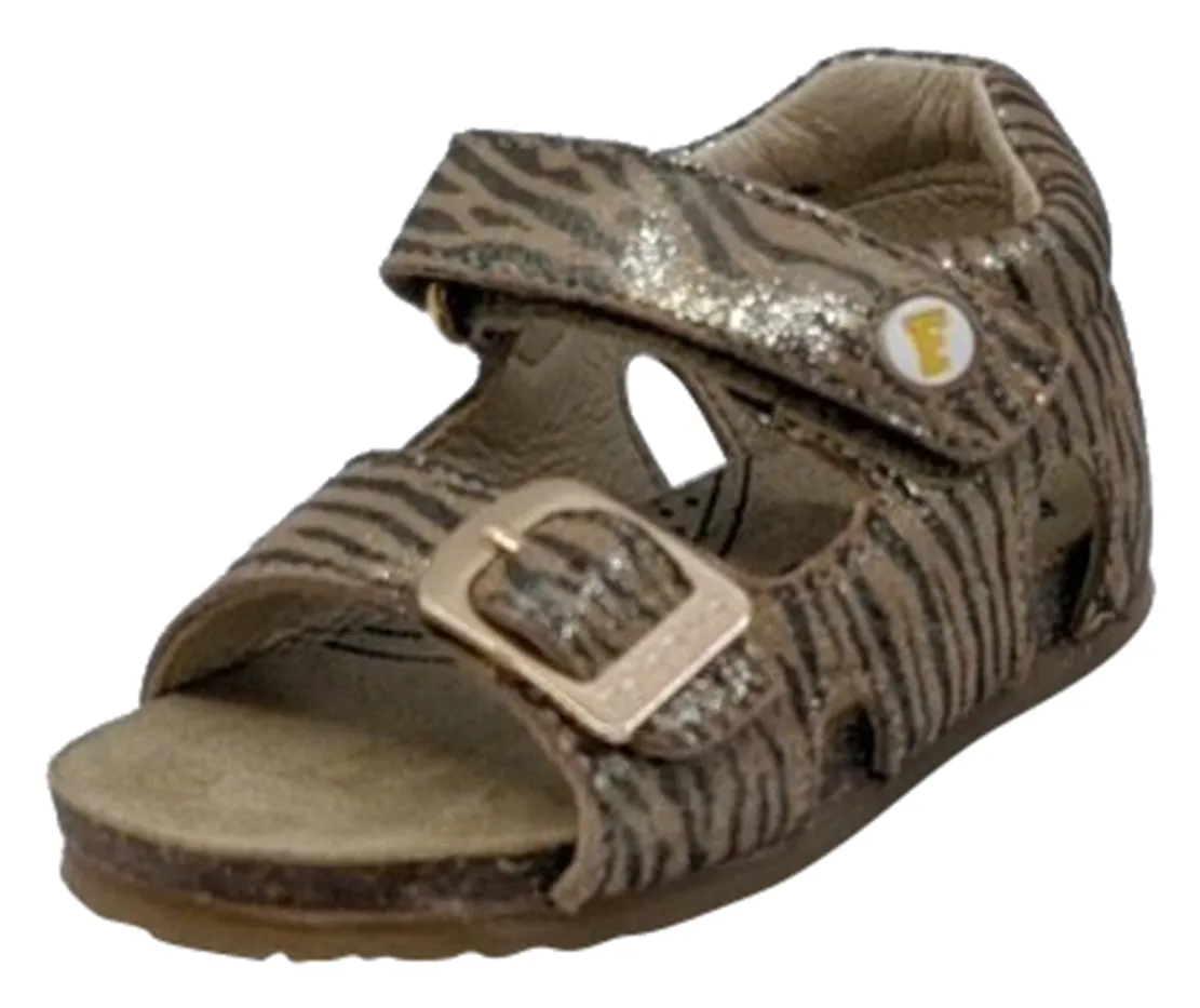 Falcotto Girl's Bea St.Zebra Lam Open Toe Sandals, Platino
