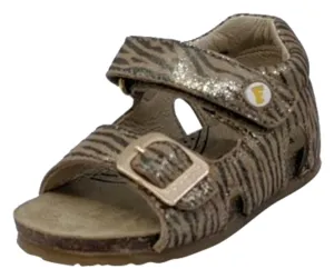 Falcotto Girl's Bea St.Zebra Lam Open Toe Sandals, Platino