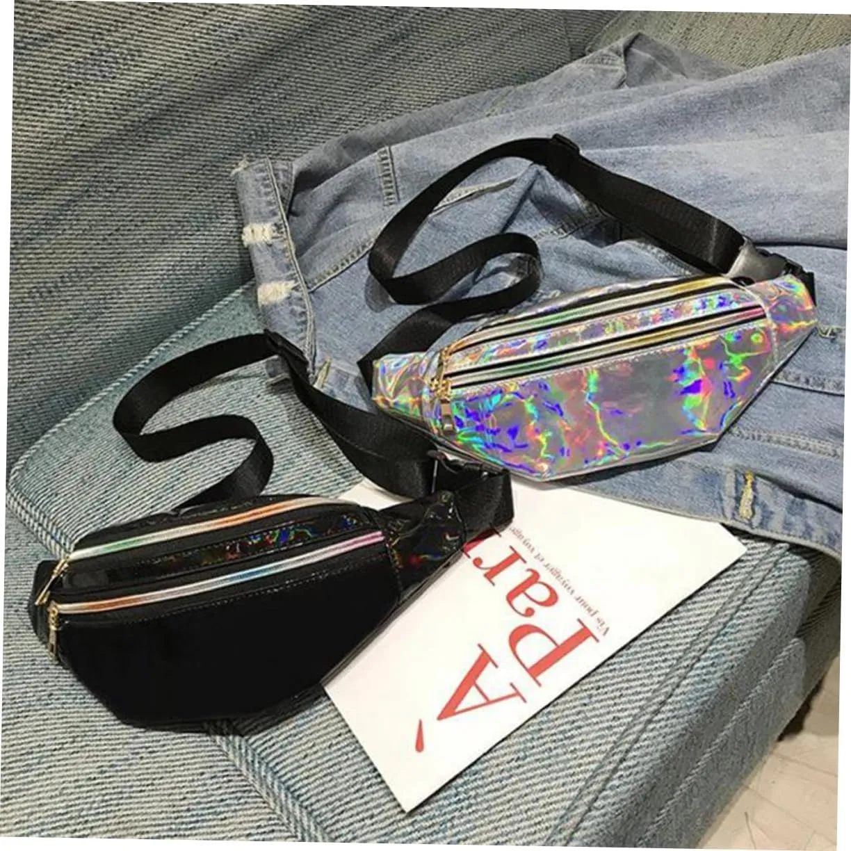Fashionable Shiny Waist Pouch -theft Bag Chest Pack Id Credit Card Slots Perfect for Travel Daily Use