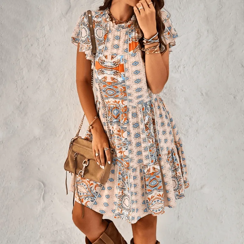 Feifei Sleeve A-line Bohemian Vacation Dress