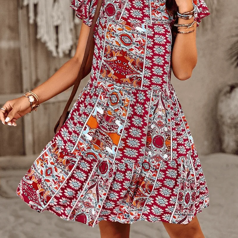 Feifei Sleeve A-line Bohemian Vacation Dress