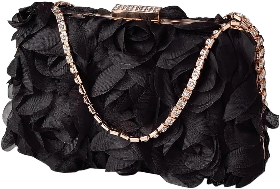 Floral Clutch Purses Women 2025 Elegant Satin Evening Bags Small Purse with Detachable Strap for Wedding Party Prom