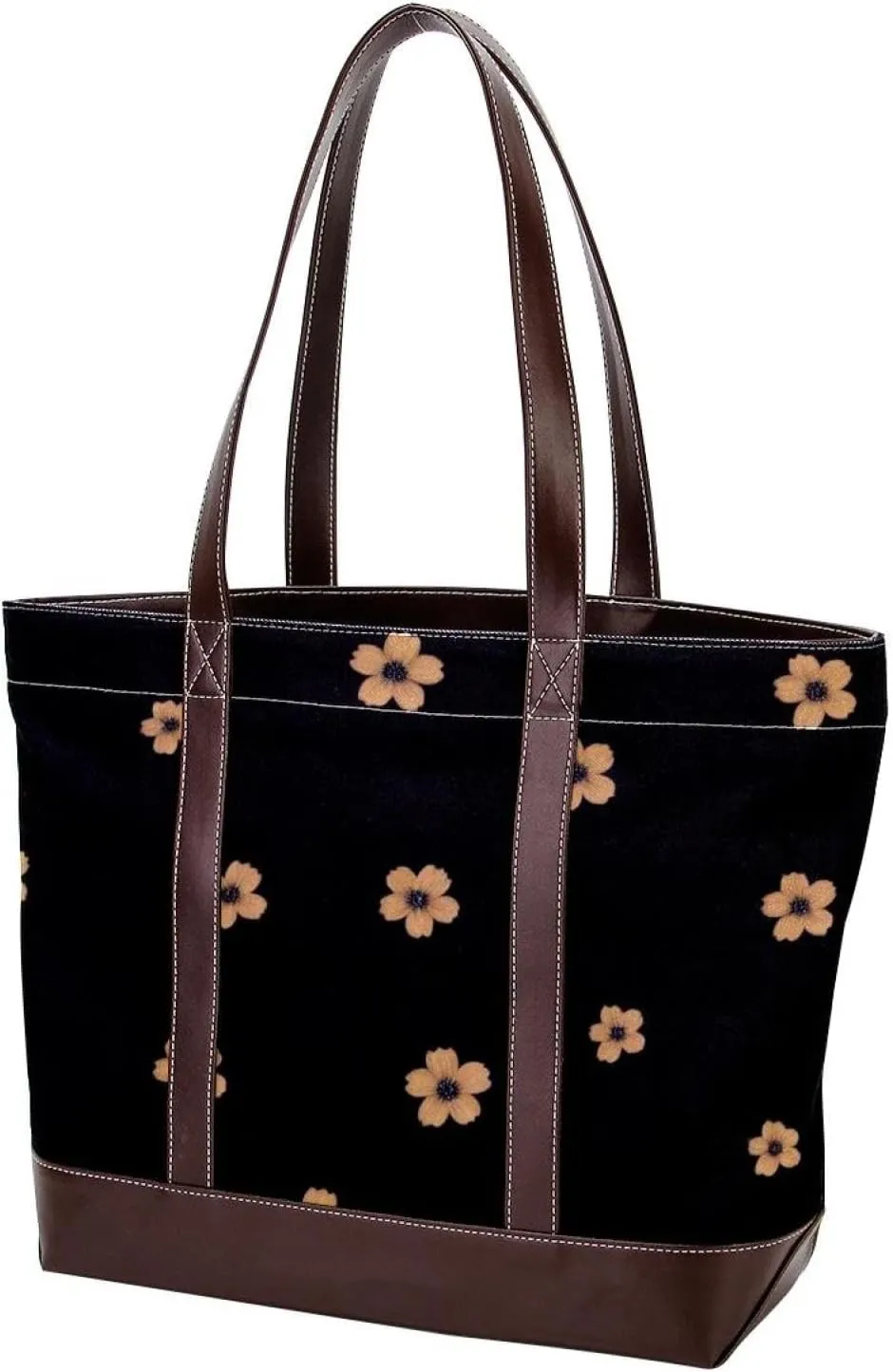 Flower-376 Tote Bags Durable Leather Canvas Purses and Handbags for Women Top Handle Shoulder Satchel Hobo Bags