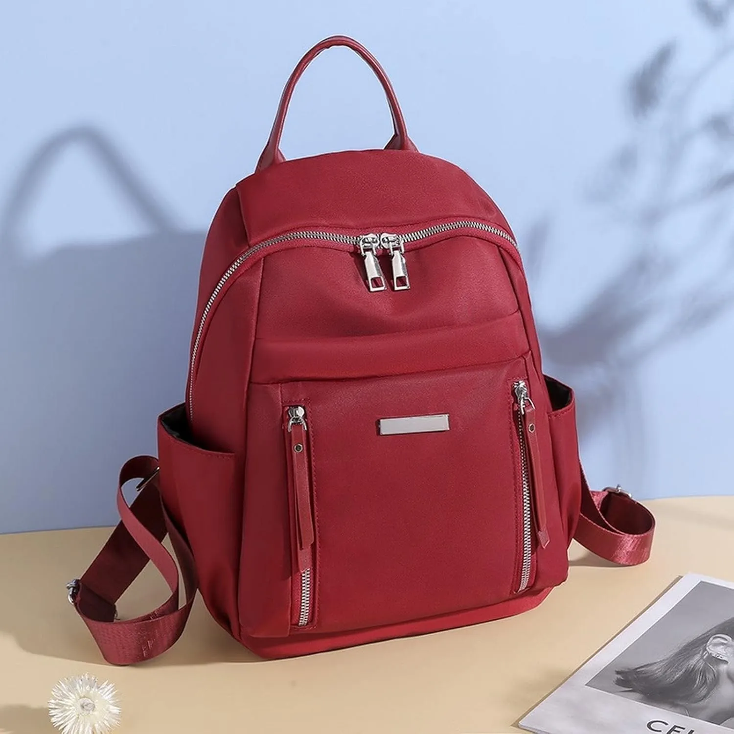 for women Fashion Teenage Ladies Backpacks Nylon Waterproof Casual Bagpack Female Bag (Khaki)