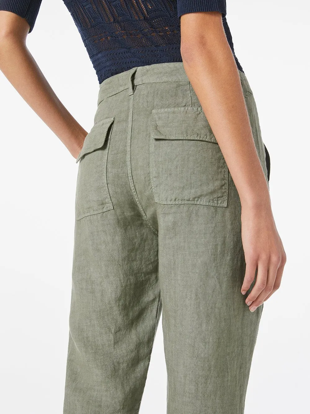 FRAME Le Beau Linen Pant in Military