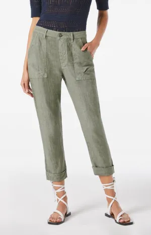 FRAME Le Beau Linen Pant in Military