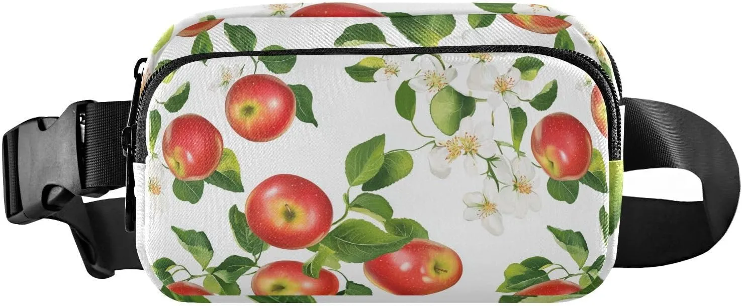 Fresh Apples Fruit White Fashion Waist Pack Crossbody Bag for Women Men Teenagers Small Chest Belt Bum Bag with Adjustable Strap for Travel Gym Work