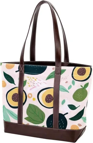Fresh avocado-859 Tote Bags Durable Leather Canvas Purses and Handbags for Women Top Handle Shoulder Satchel Hobo Bags