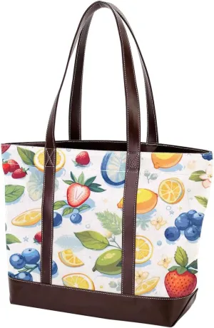 Fruit Party-985 Tote Bags Durable Leather Canvas Purses and Handbags for Women Top Handle Shoulder Satchel Hobo Bags