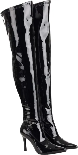 Fun Costumes Womens Black Patent Over The Knee Boots Size 7