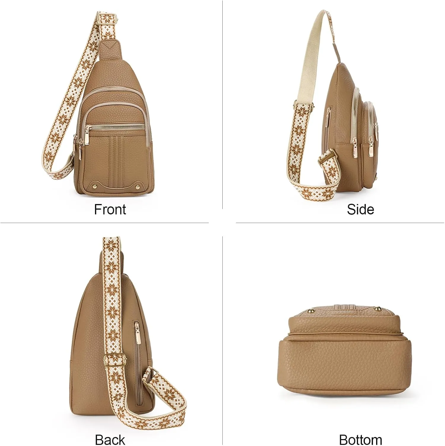 GAEKEAO Sling Bag for Women Crossbody Bags Fanny Pack Vegan Leather Chest Bag Travel Shoulder Belt Purse Backpack Gifts