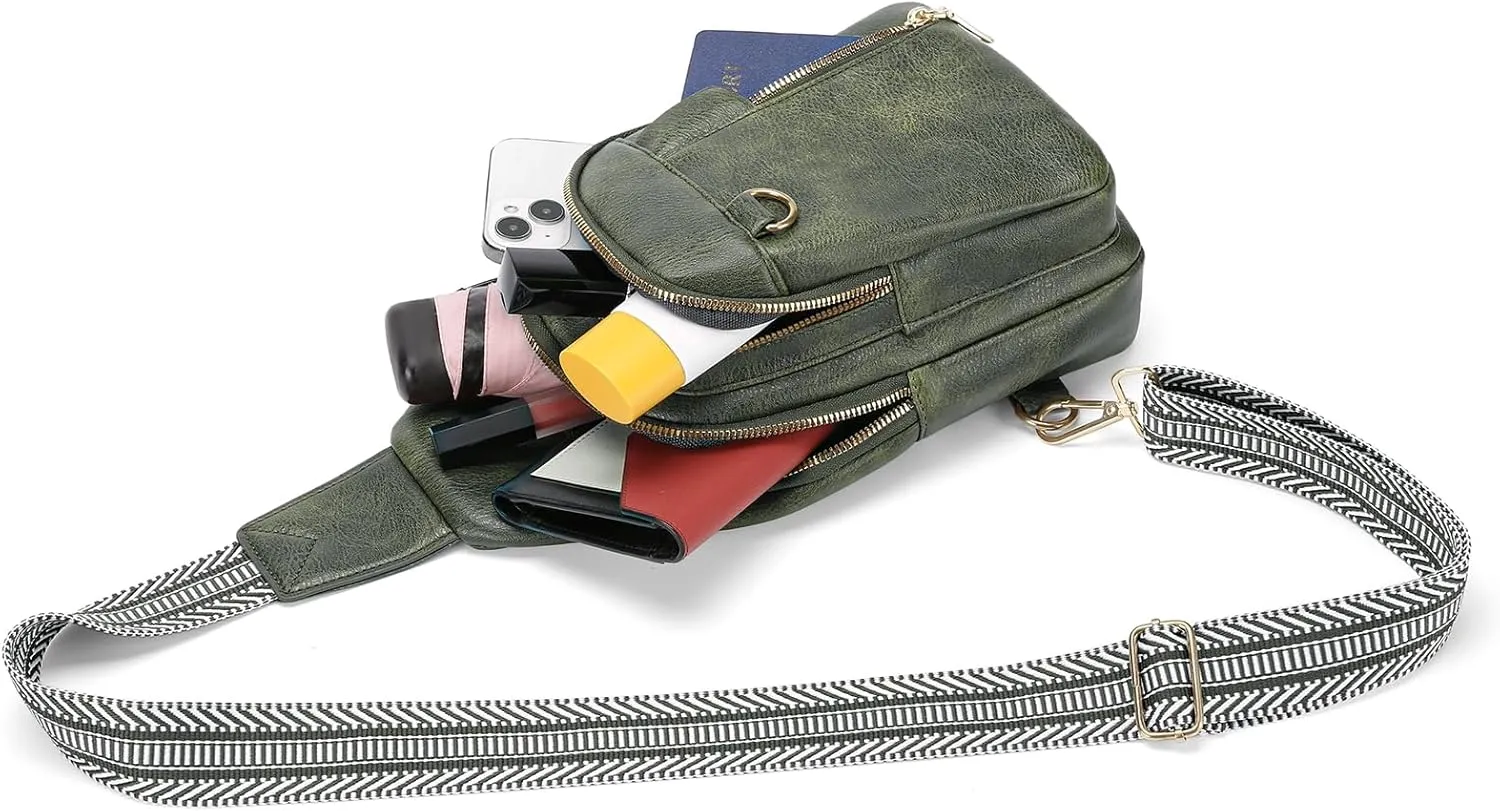 GAEKEAO Sling Bag for Women Crossbody Bags Fanny Pack Vegan Leather Chest Bag Travel Shoulder Belt Purse Backpack Gifts