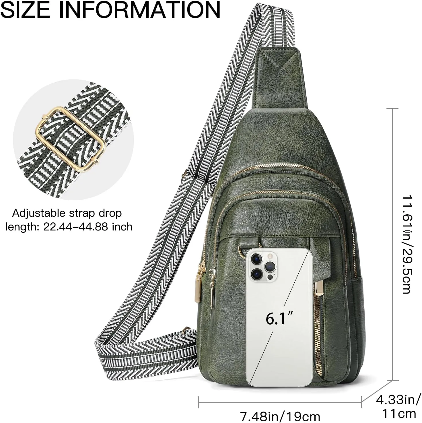 GAEKEAO Sling Bag for Women Crossbody Bags Fanny Pack Vegan Leather Chest Bag Travel Shoulder Belt Purse Backpack Gifts