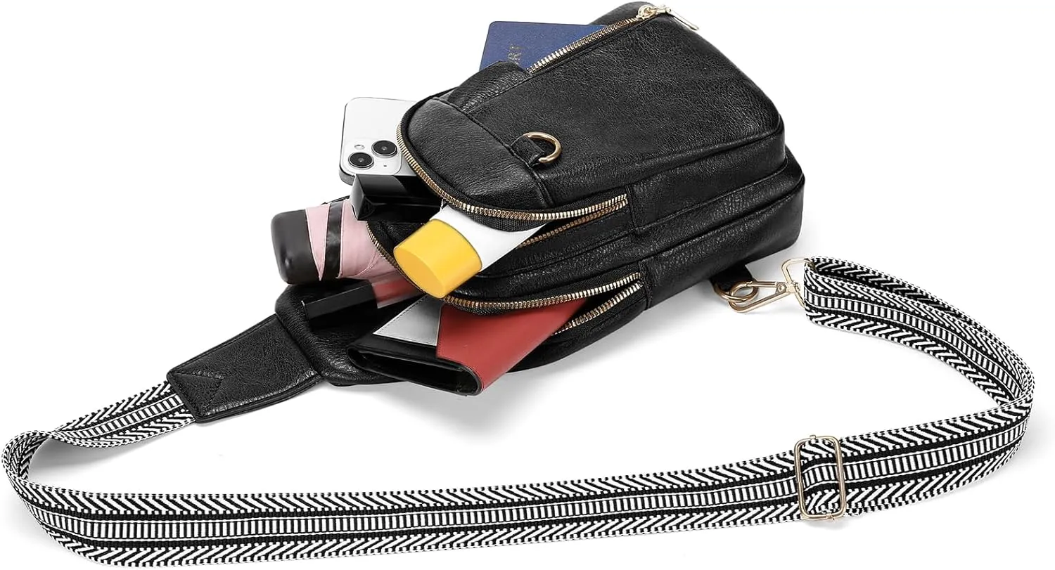 GAEKEAO Sling Bag for Women Crossbody Bags Fanny Pack Vegan Leather Chest Bag Travel Shoulder Belt Purse Backpack Gifts