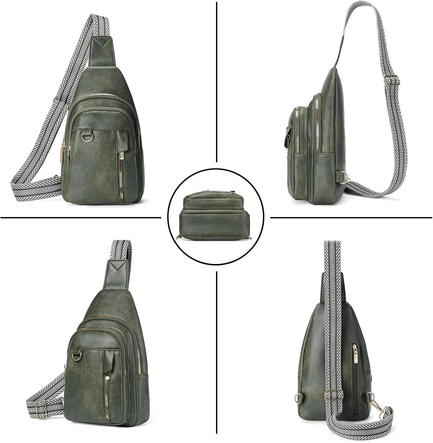 GAEKEAO Sling Bag for Women Crossbody Bags Fanny Pack Vegan Leather Chest Bag Travel Shoulder Belt Purse Backpack Gifts