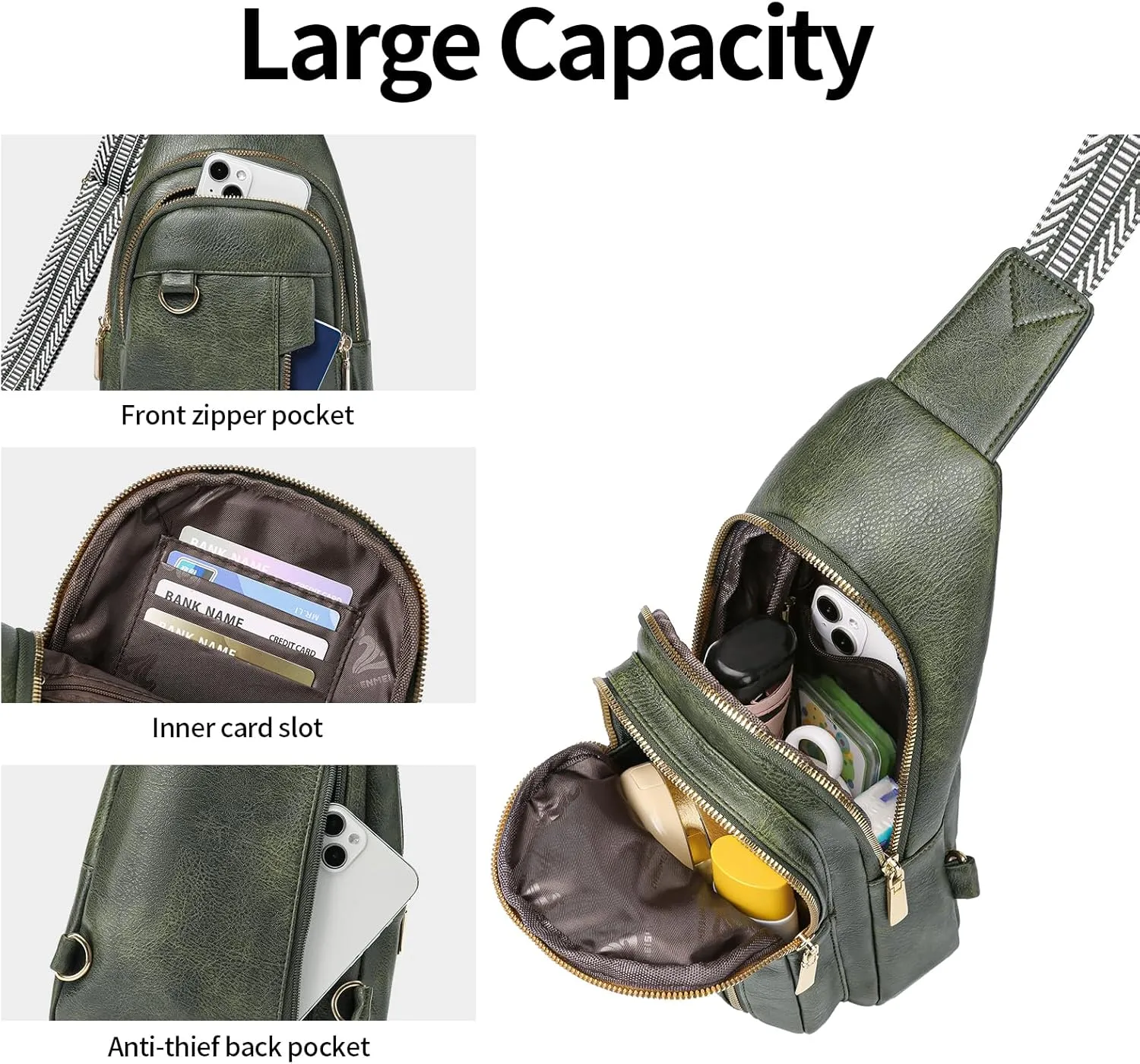 GAEKEAO Sling Bag for Women Crossbody Bags Fanny Pack Vegan Leather Chest Bag Travel Shoulder Belt Purse Backpack Gifts