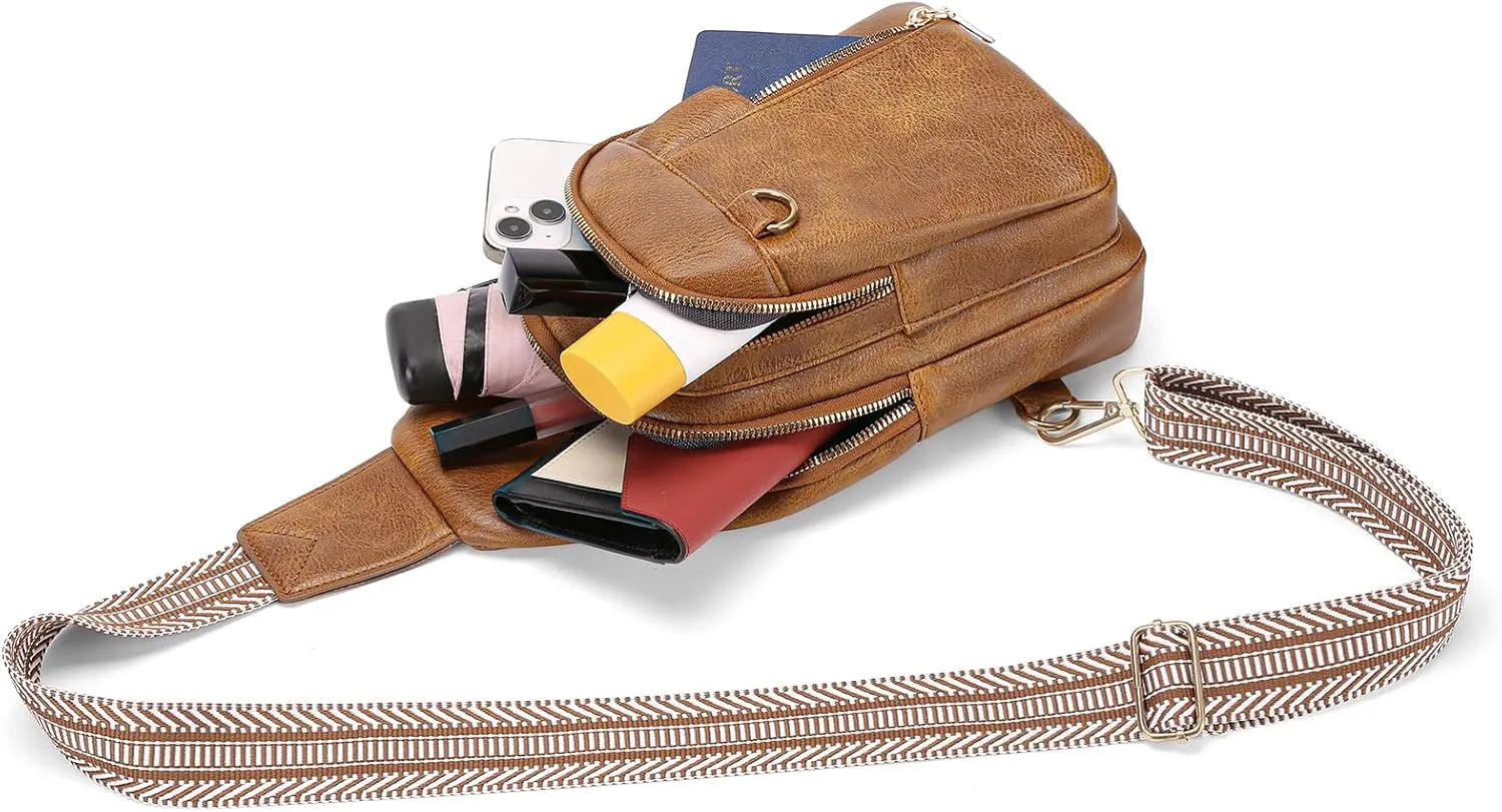 GAEKEAO Sling Bag for Women Crossbody Bags Fanny Pack Vegan Leather Chest Bag Travel Shoulder Belt Purse Backpack Gifts