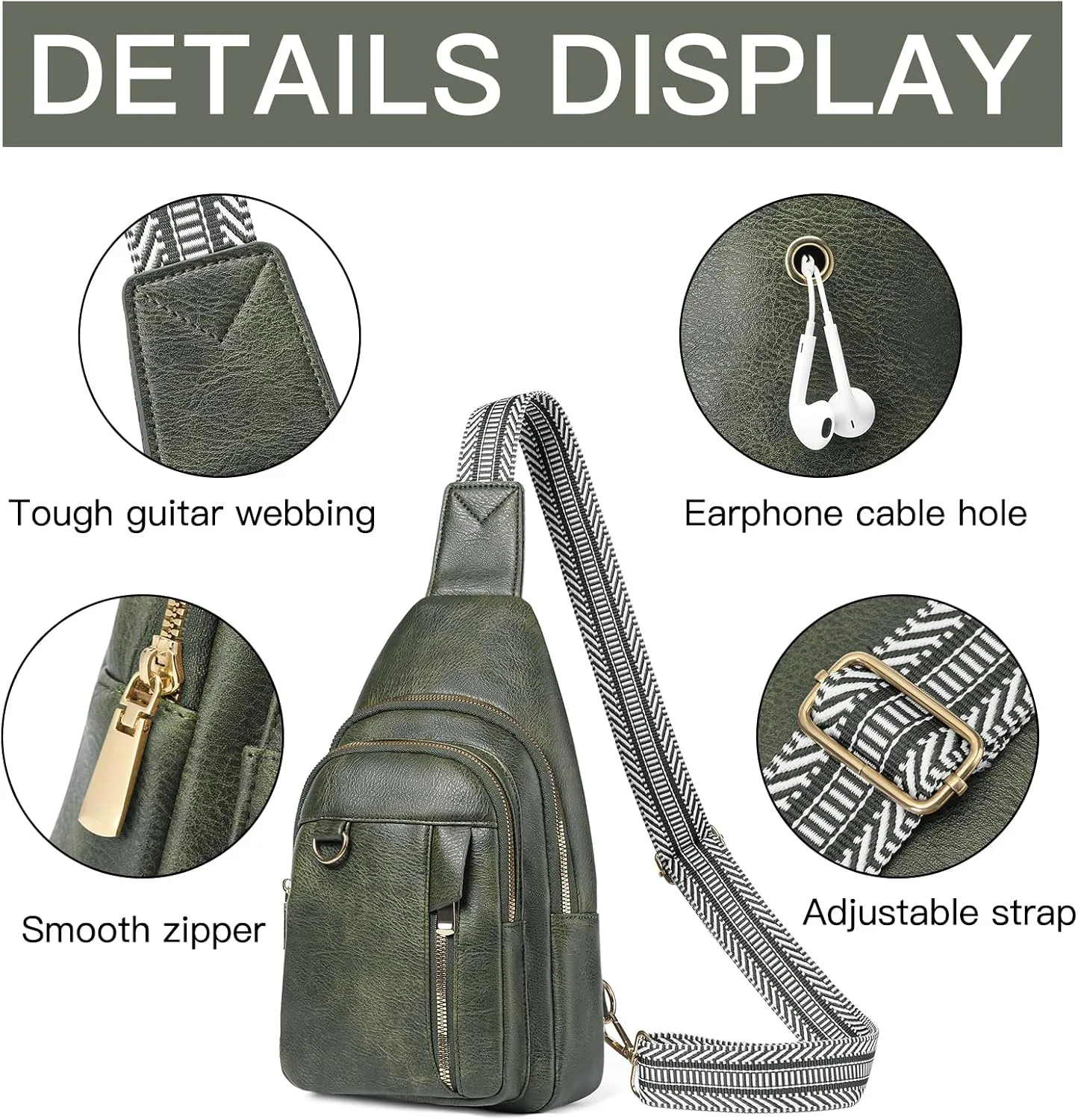 GAEKEAO Sling Bag for Women Crossbody Bags Fanny Pack Vegan Leather Chest Bag Travel Shoulder Belt Purse Backpack Gifts