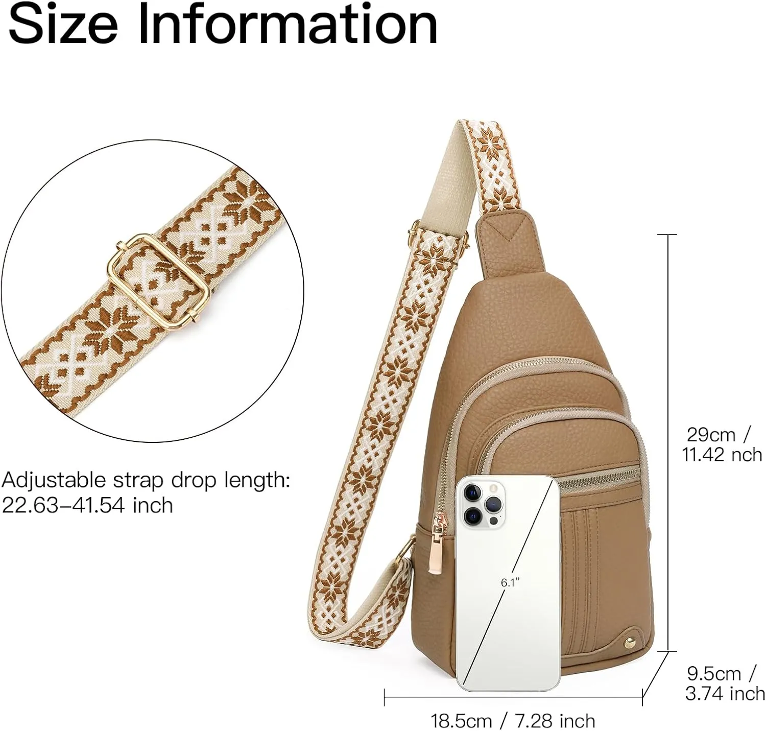 GAEKEAO Sling Bag for Women Crossbody Bags Fanny Pack Vegan Leather Chest Bag Travel Shoulder Belt Purse Backpack Gifts