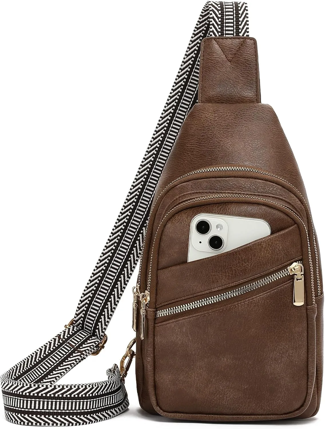 GAEKEAO Sling Bag for Women Vegan Leather Crossbody Bags Fanny Pack Chest Pack Small Backpack Travel Purse Shoulder Bag